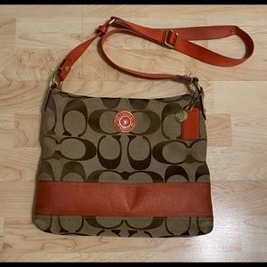 Coach Monogram and Orange Crossbody Bag